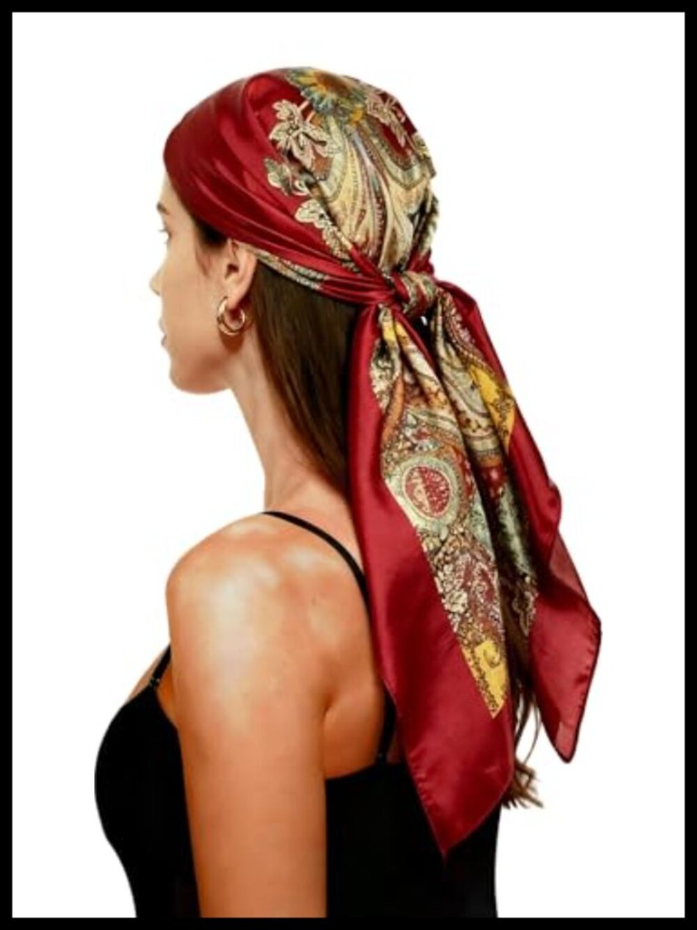 Silk-Like Polyester Headscarf 35x35 Square Bandana Wrap